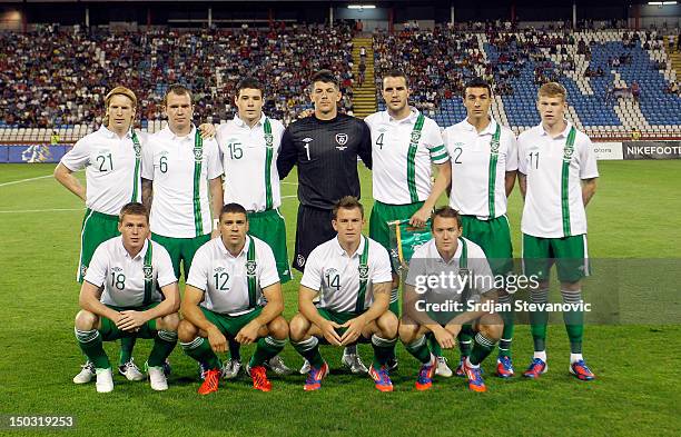 Ireland's national football team Back; Paul McShane, Glenn Whela, Darren O'Dea, goalkeeper Keiren Westwood, John O'Shea, Stephen Kelly and James...