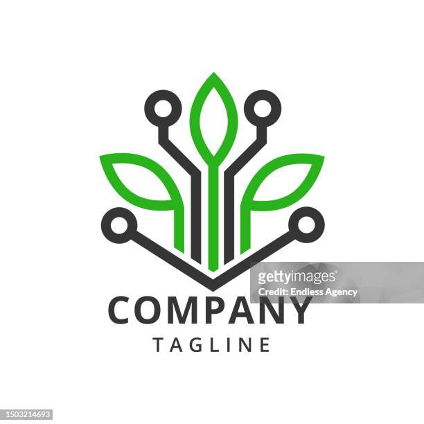 plant tech line art icon, logo design - agriculture logo stock illustrations