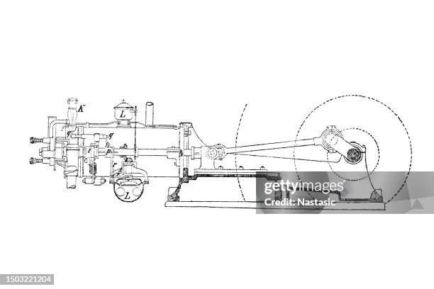 ilustraciones, imágenes clip art, dibujos animados e iconos de stock de motor de gas de otto (contorno) - mechanical drawing car