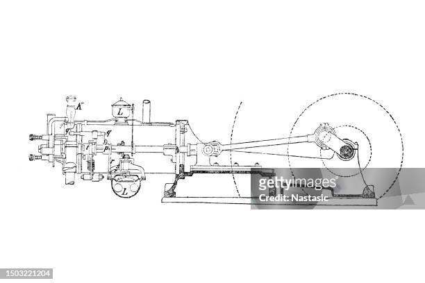 otto's gas engine (outline) - piston stock illustrations
