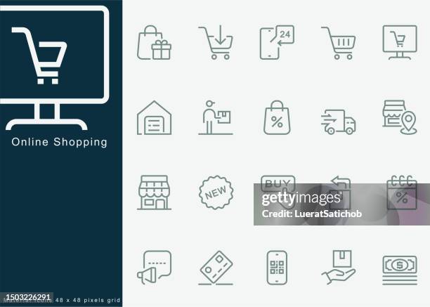 online shopping, e-commerce, black friday, store, sale, credit card, deal, free delivery, discount, discount, shopping cart, delivering, wallet, courier. for mobile and web.line icons - japanese greeting stock illustrations
