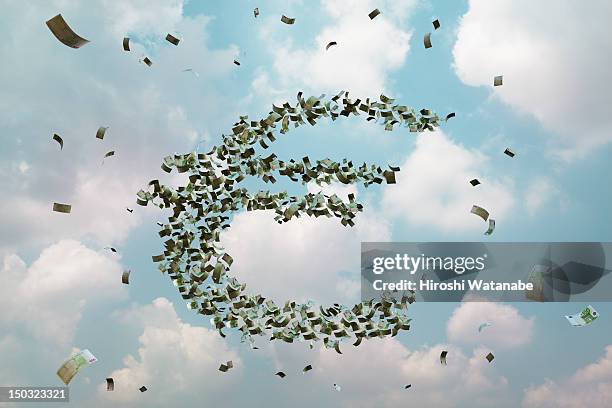 banknotes are flying in the sky - flying money stock pictures, royalty-free photos & images