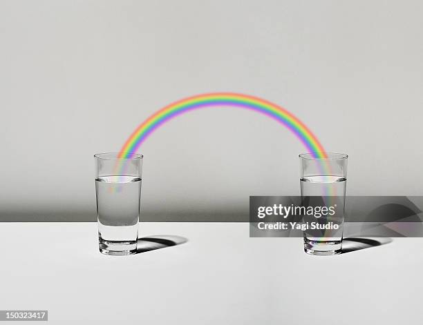 the cup filled with water and a rainbow - kyoto water stock illustrations