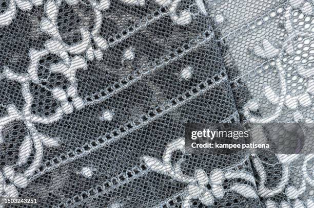 elegant gray lace backgrounds, intricate patterns and delicate beauty - dentelle en matière textile photos et images de collection