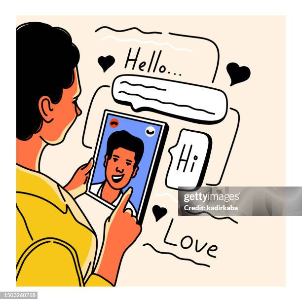 young woman making video call with tablet. vector illustration of video call and online meeting design concept. hand drawn, sketch, doodle. - remote lecture stock illustrations