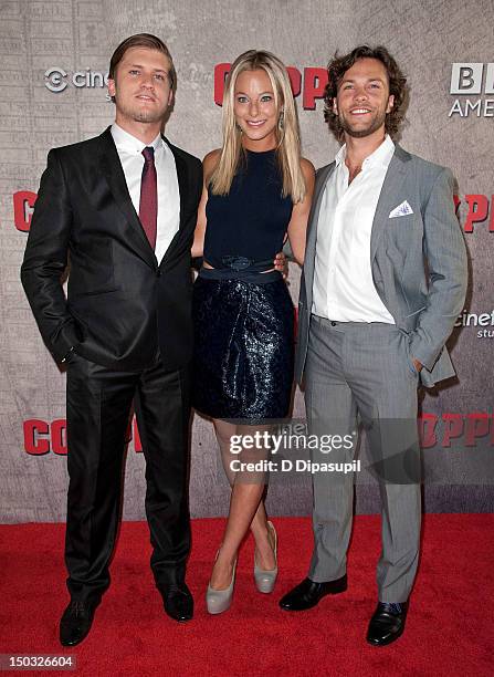 Tom Weston-Jones, Anastasia Griffith, and Kyle Schmid attend the "Copper" premiere at The Museum of Modern Art on August 15, 2012 in New York City.