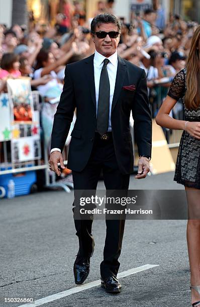 Actor/Writer/Director Sylvester Stallone arrives at Lionsgate Films' "The Expendables 2" premiere on August 15, 2012 in Hollywood, California.