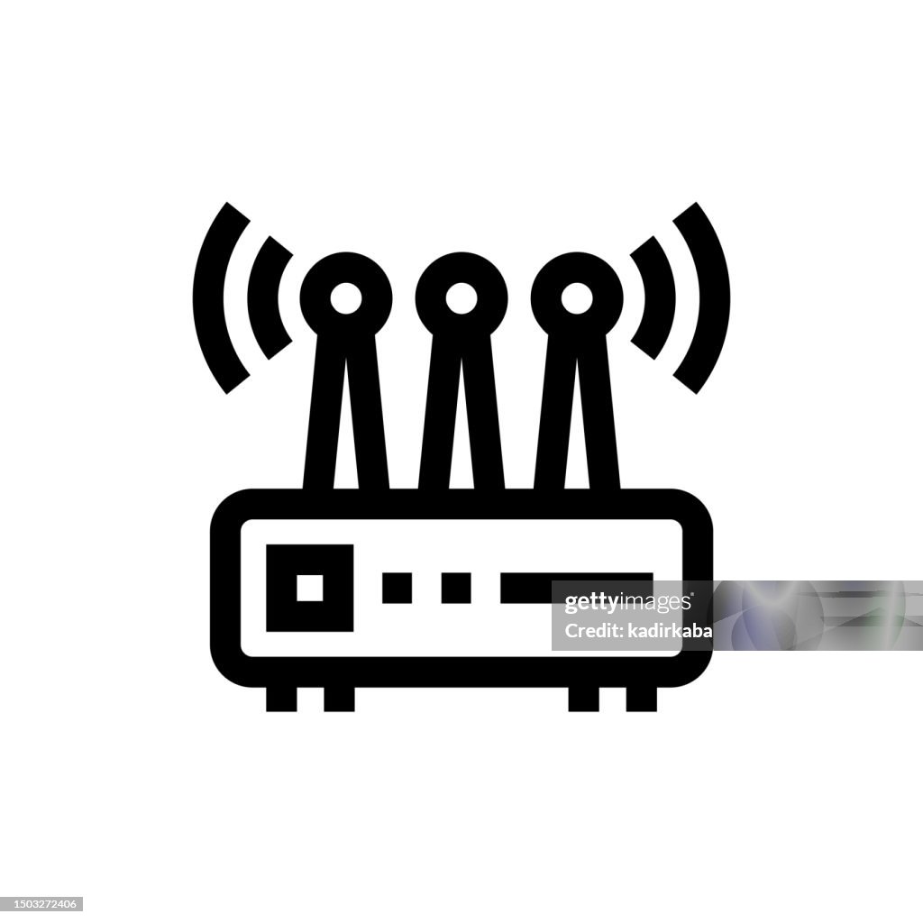 Icône de ligne de modem sans fil, Design, Pixel parfait, Trait modifiable. Logo, signe, symbole. Routeur.