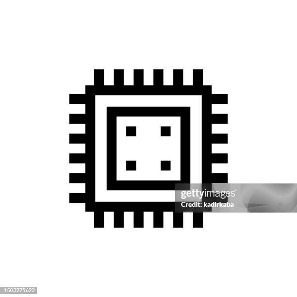 hardware line icon, design, pixel perfect, editable stroke. logo, sign, symbol. processor. - byte stock illustrations