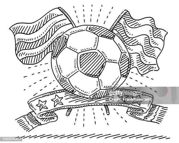 soccer fan equipment flags and scarf drawing - scarf vector stock illustrations