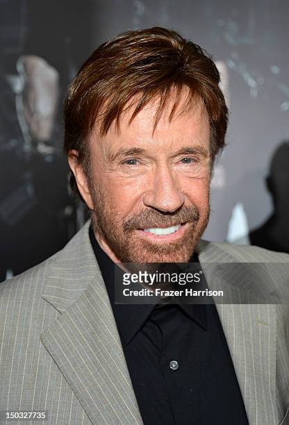 Actor Chuck Norris arrives at Lionsgate Films' "The Expendables 2" premiere on August 15, 2012 in Hollywood, California.