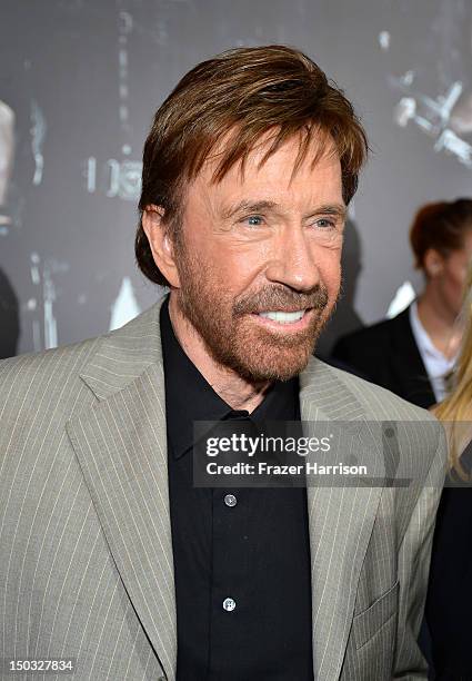 Actor Chuck Norris arrives at Lionsgate Films' "The Expendables 2" premiere on August 15, 2012 in Hollywood, California.