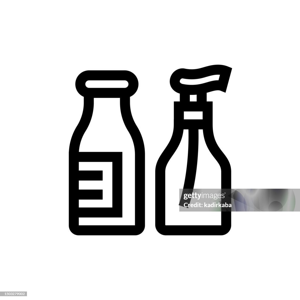 Milk and Syrup Line icon, Design, Pixel perfect, Editable stroke. Logo, Sign, Symbol.