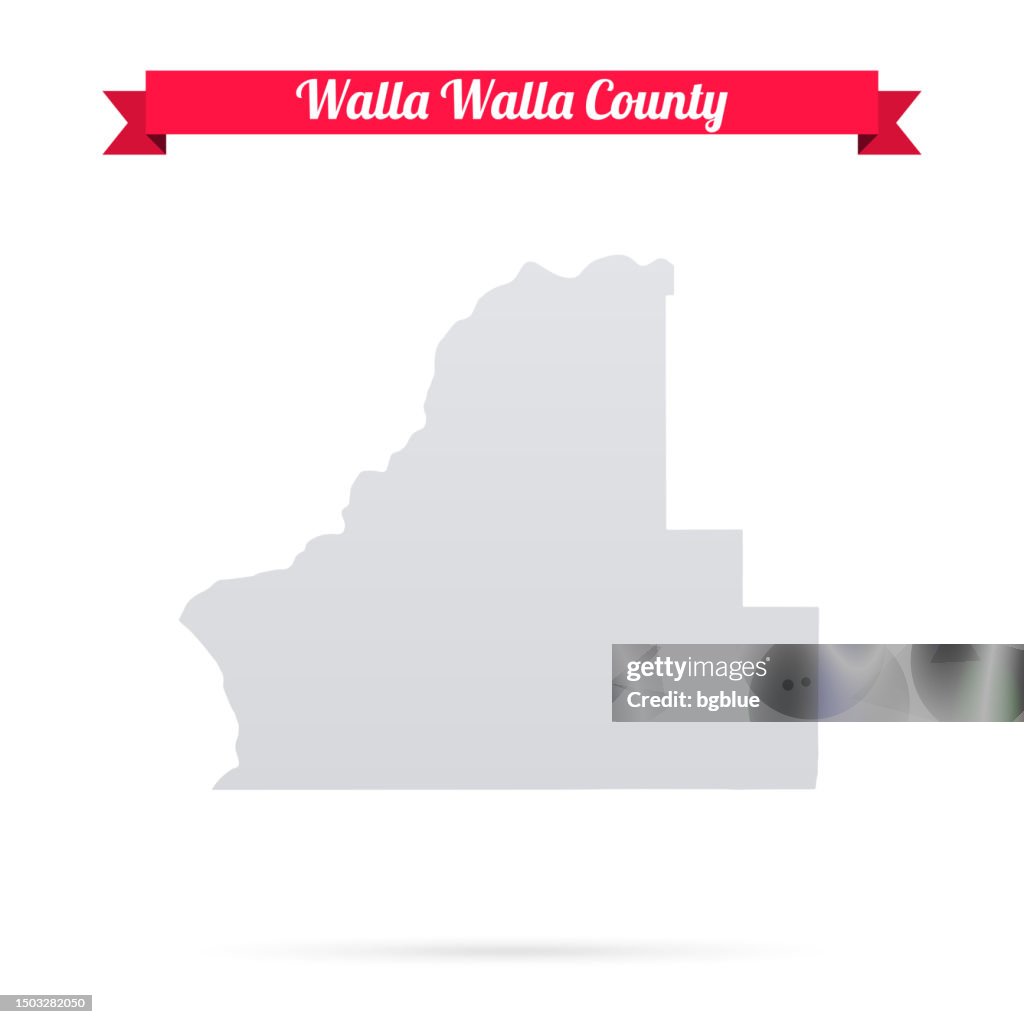 Walla Walla County, Washington. Map on white background with red banner