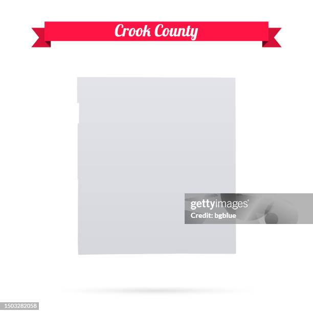 crook county, wyoming. map on white background with red banner - sundance wyoming stock illustrations