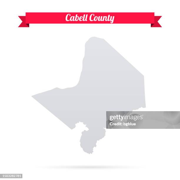 cabell county, west virginia. map on white background with red banner - huntington west virginia stock illustrations