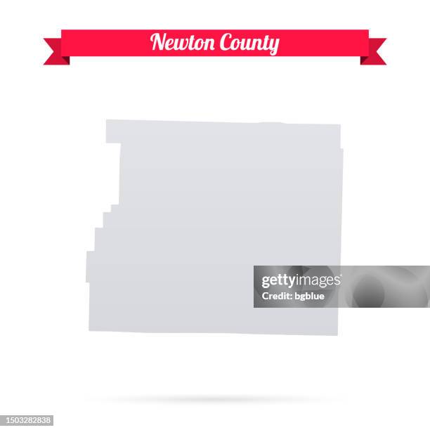 newton county, arkansas. map on white background with red banner - newton stock illustrations