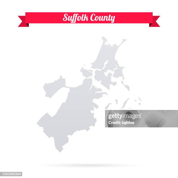 suffolk county, massachusetts. map on white background with red banner - suffolk county massachusetts stock illustrations