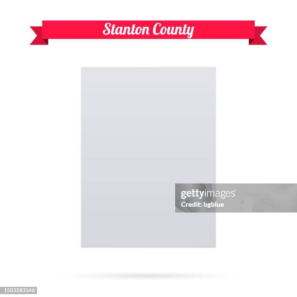 stanton county, nebraska. map on white background with red banner - stanton stock illustrations stock illustrations