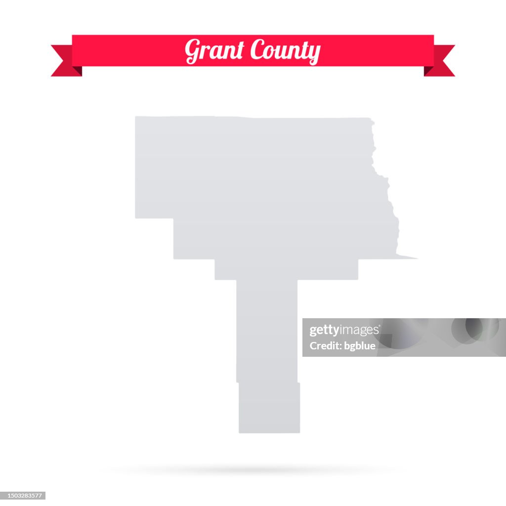 Grant County, New Mexico. Map on white background with red banner