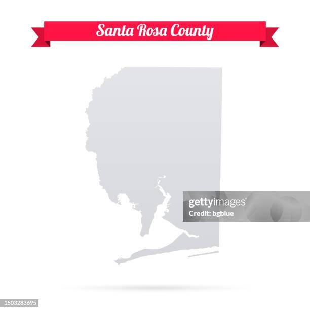 Santa Rosa County Florida Map On White Background With Red Banner High ...