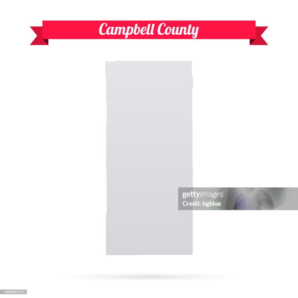 Campbell County, Wyoming. Map on white background with red banner