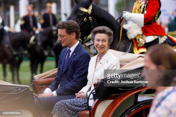 Princess Anne, Princess Royal and Hendrik Wuest attend the CHIO Media Night 2023 on June 27, 2023 in Aachen, Germany.