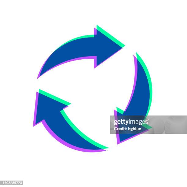 recycle. icon with two color overlay on white background - 2 overlapping circles stock illustrations