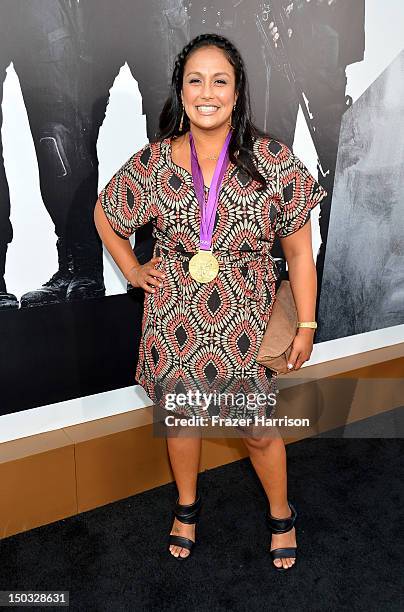 Olympic water polo player Brenda Villa arrives at Lionsgate Films' "The Expendables 2" premiere on August 15, 2012 in Hollywood, California.