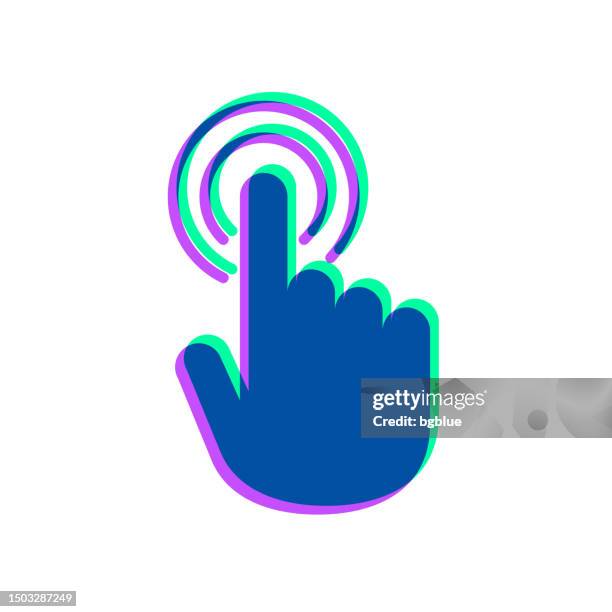 hand touch - click. icon with two color overlay on white background - choosing between two things stock illustrations