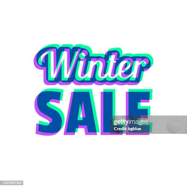 illustrations, cliparts, dessins animés et icônes de soldes d’hiver. icône avec superposition de deux couleurs sur fond blanc - january holiday sale