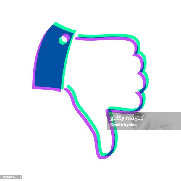 ilustrações de stock, clip art, desenhos animados e ícones de thumbs down. icon with two color overlay on white background - polegar para baixo