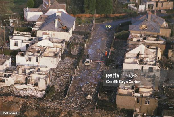 Some of the destruction caused by Pan Am Flight 103 after it crashed onto the town of Lockerbie in Scotland, on 21st December 1988. The Boeing 747...