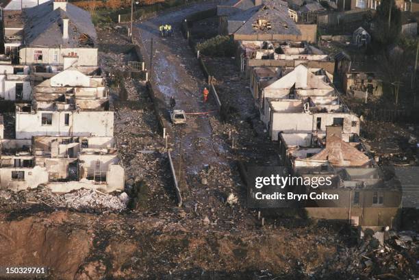 Some of the destruction caused by Pan Am Flight 103 after it crashed onto the town of Lockerbie in Scotland, on 21st December 1988. The Boeing 747...