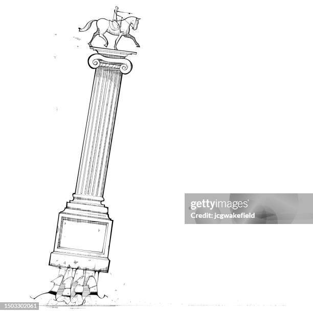 illustrazioni stock, clip art, cartoni animati e icone di tendenza di uomini che trasportano una statua - ionic