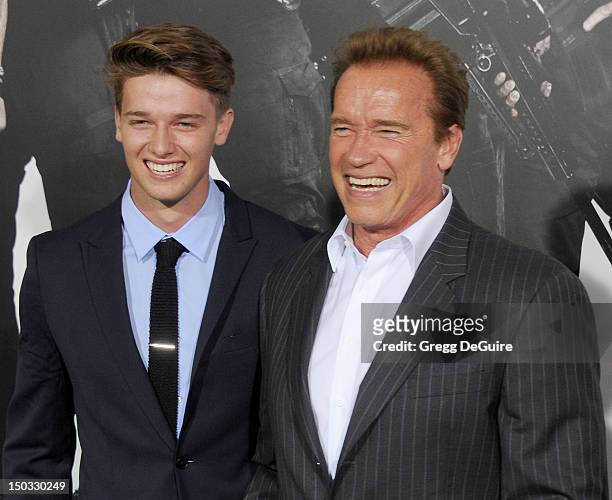 Arnold Schwarzenegger and son Patrick Schwarzenegger arrive at Los Angeles premiere of "The Expendables 2" at Grauman's Chinese Theatre on August 15,...