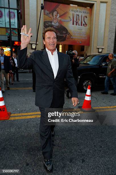 Arnold Schwarzenegger at Lionsgate World Premiere Of "The Expendables 2" held at Grauman's Chinese Theatre on August 15, 2012 in Hollywood,...