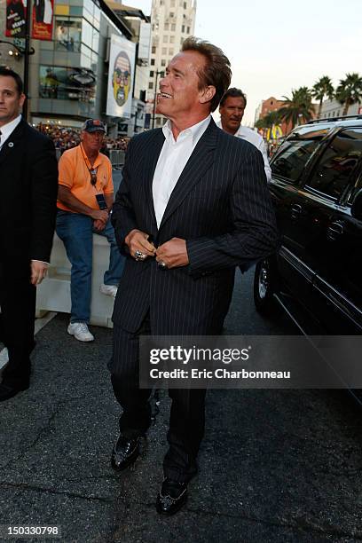 Arnold Schwarzenegger at Lionsgate World Premiere Of "The Expendables 2" held at Grauman's Chinese Theatre on August 15, 2012 in Hollywood,...