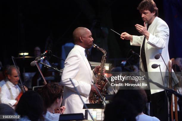 Branford Marsalis performing Glazunov's "Concerto in E-flat major for Alto Saxophone and String Orchestra" with the New York Philharmonic, led by...