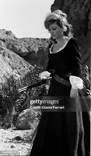 He American Actress Anne Baxter during the filming of the movie 'Las siete magnificas', directed by Gianfranco Parolini Almeria, Spain.