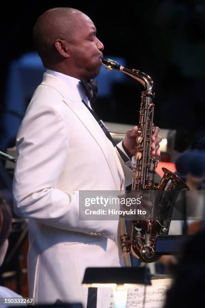 Branford Marsalis performing Glazunov's "Concerto in E-flat major for Alto Saxophone and String Orchestra" with the New York Philharmonic, led by...