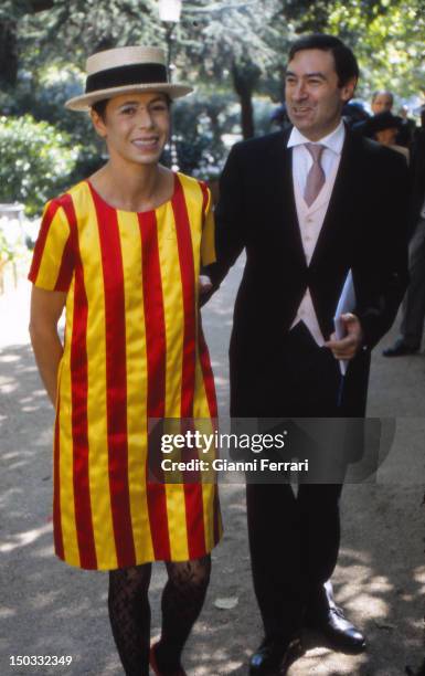 Journalist Pedro J. Ramirez and his wife Agatha Ruiz de la Prada at the wedding of the Infanta Cristina, daughter of the Spanish Kings Juan Carlos...