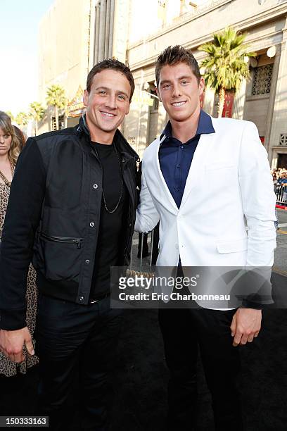 Ryan Lochte and Conor Dwyer at Lionsgate World Premiere Of "The Expendables 2" held at Grauman's Chinese Theatre on August 15, 2012 in Hollywood,...