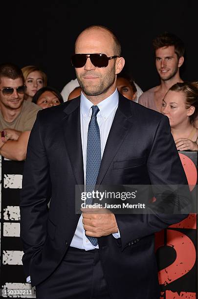 Actor Jason Statham arrives at Lionsgate Films' 'The Expendables 2' premiere on August 15, 2012 in Hollywood, California.