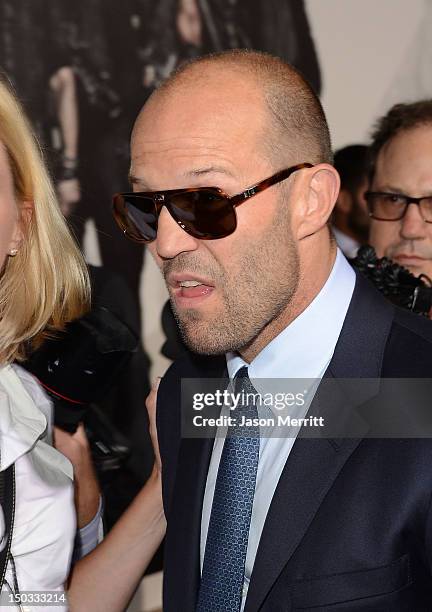 Actor Jason Statham arrives at Lionsgate Films' 'The Expendables 2' premiere on August 15, 2012 in Hollywood, California.