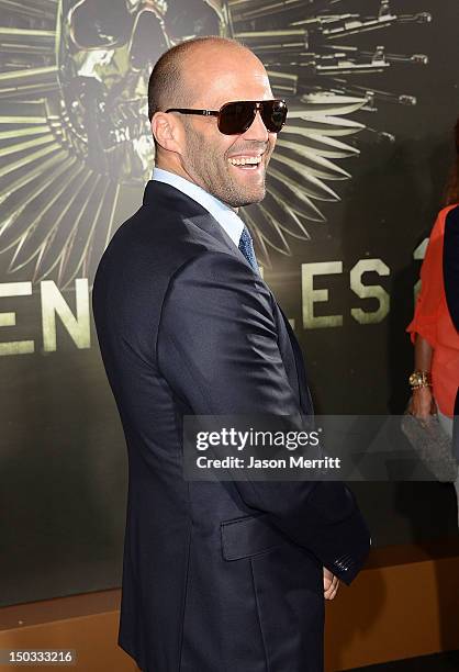 Actor Jason Statham arrives at Lionsgate Films' 'The Expendables 2' premiere on August 15, 2012 in Hollywood, California.