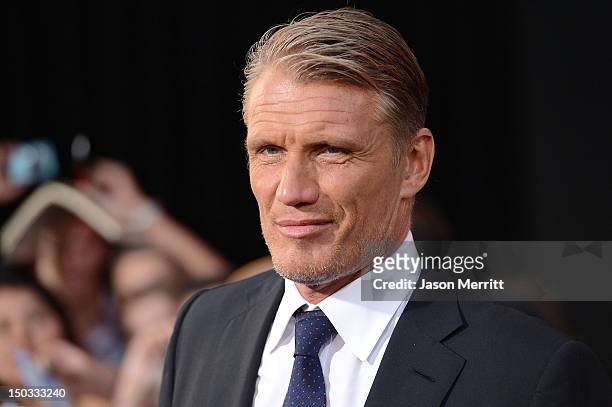 Actor Dolph Lundgren arrives at Lionsgate Films' 'The Expendables 2' premiere on August 15, 2012 in Hollywood, California.