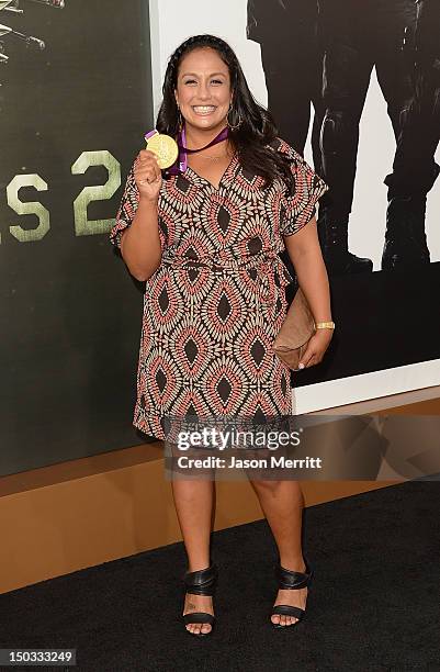 Olympian Brenda Villa arrives at Lionsgate Films' 'The Expendables 2' premiere on August 15, 2012 in Hollywood, California.