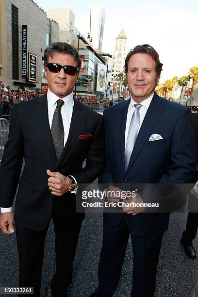 Sylvester Stallone and Frank Stallone at Lionsgate World Premiere Of "The Expendables 2" held at Grauman's Chinese Theatre on August 15, 2012 in...