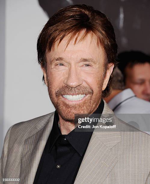 Actor Chuck Norris arrives at the Los Angeles Premiere "The Expendables 2" at Grauman's Chinese Theatre on August 15, 2012 in Hollywood, California.